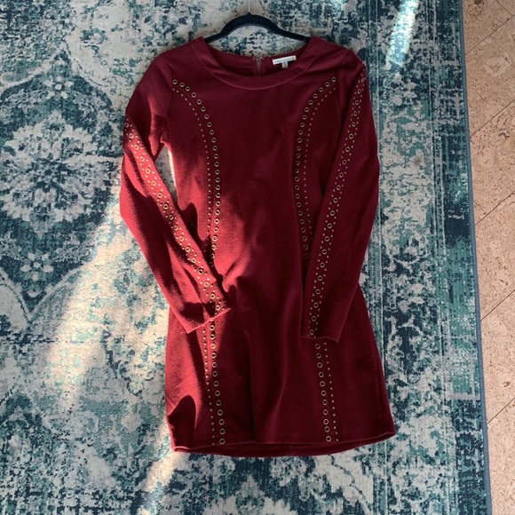 Long Sleeve Burgundy Dress - Picture 3 of 4